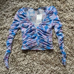 Sheer Long Sleeved Printed Top